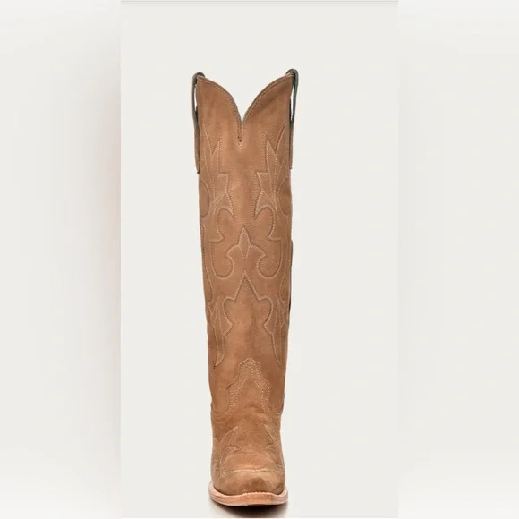 Corral Embroidery Suede Tall Top Snip Toe Cowboy Boot - Picture 4 of 16